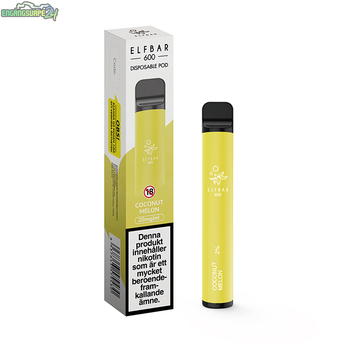 Elfbar Engangsvape 20mg Coconout Melon Elf Bar 600 Coconut Melon 20mg 600 Puffar