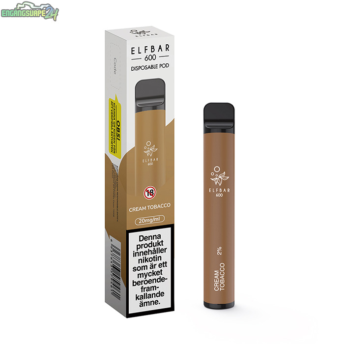 Elfbar Engangsvape 20mg Cream Tobacco Elf Bar 600 Cream Tobacco 20mg 600 Puffar