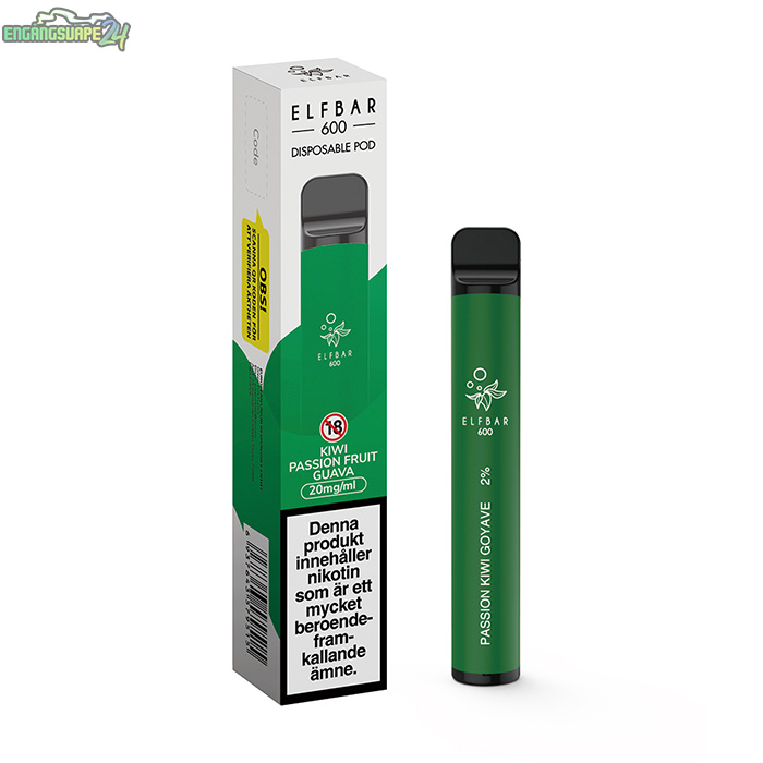 Elfbar Engangsvape 20mg Kiwi Passionfruit Guava Elf Bar 600 Kiwi Passionfruit Guava 20mg 600 Puffar
