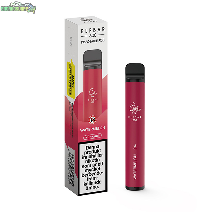 Elfbar Engangsvape 20mg Watermelon Elf Bar 600 Watermelon 20mg 600 Puffar