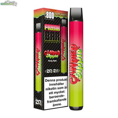 CANDIED APPLE FRUNK BAR 800 PUFF 20MG ENGANGSVAPE DISPOSABLE CANDIED APPLE FRUNK BAR 800 PUFF 20MG ENGANGSVAPE DISPOSABLE