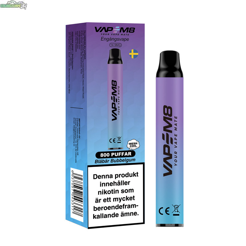 VapeM8-VM800-Engangs-Vape-Blabar-Bubbelgum VapeM8-VM800-Engangs-Vape-Blabar-Bubbelgum