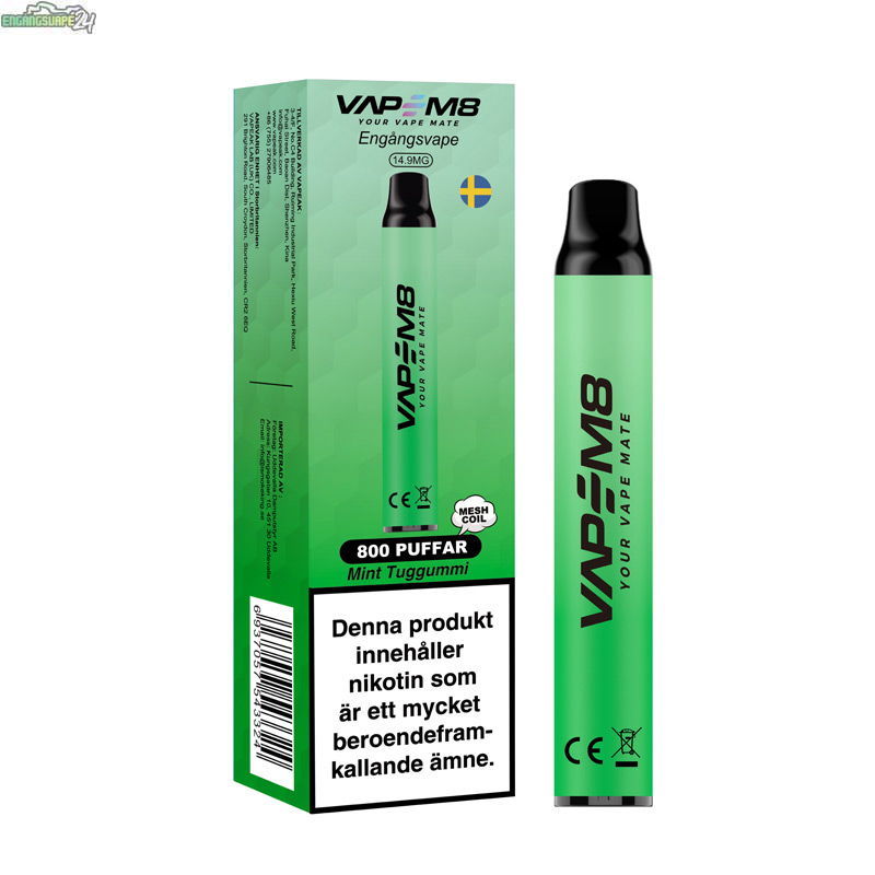 VapeM8-VM800-Engangs-Vape-Mint-Tuggummi VapeM8-VM800-Engangs-Vape-Mint-Tuggummi