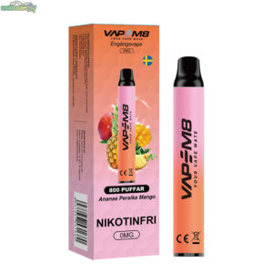 VapeM8-VM800-engangs-vape-800-puffar-nikotinfri-ananas-persika-mango