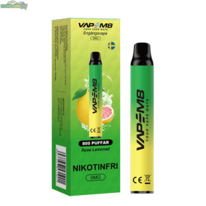 VapeM8-VM800-engangs-vape-800-puffar-nikotinfri-rosa-lemonad