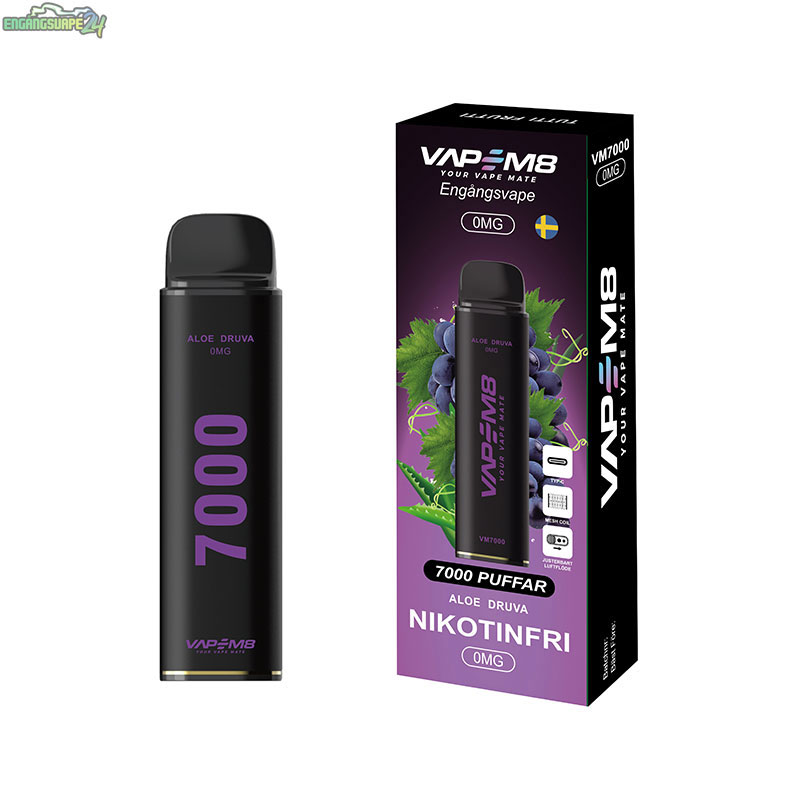 VapeM8-VM7000-engangs-vape-nikotinfri-Aloe-Druva VapeM8-VM7000-engangs-vape-nikotinfri-Aloe-Druva