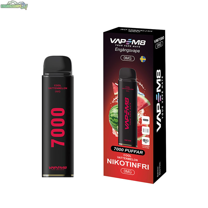 VapeM8-VM7000-engangs-vape-nikotinfri-Cool-Vattenmelon VapeM8-VM7000-engangs-vape-nikotinfri-Cool-Vattenmelon