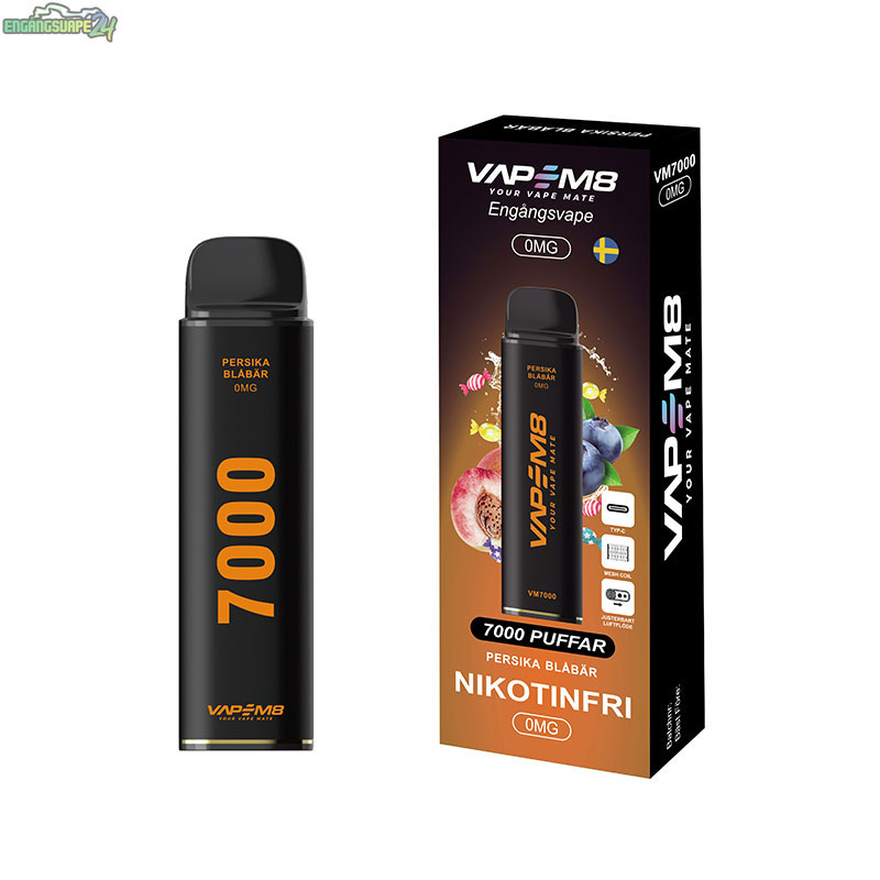 VapeM8-VM7000-engangs-vape-nikotinfri-Persika-Blabar VapeM8-VM7000-engangs-vape-nikotinfri-Persika-Blabar