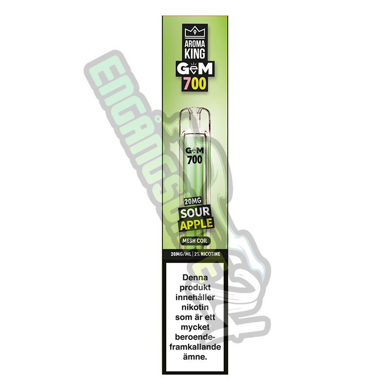 Aroma-King-Gem-engangs-vape-20mg-sour-apple Aroma King GEM Mesh Sour Apple 20mg 700 Puffar