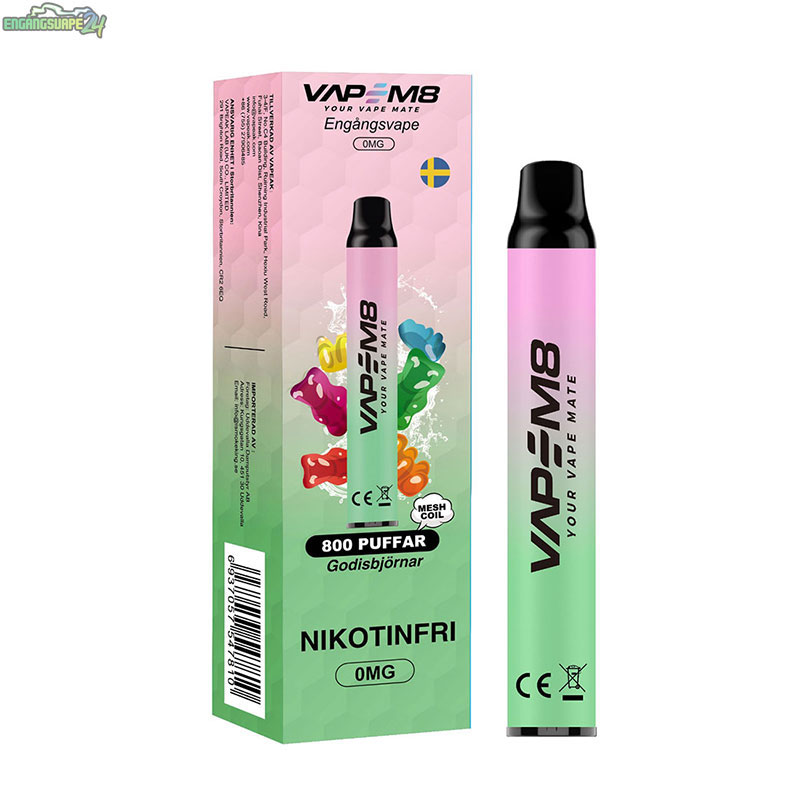 VapeM8-Engangs-Vape-800-Puff-nikotinfri-Godisbjornar VapeM8-Engangs-Vape-800-Puff-nikotinfri-Godisbjornar