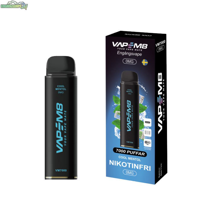 VapeM8-VM7000-engangs-vape-nikotinfri-Cool-Mentol VapeM8-VM7000-engangs-vape-nikotinfri-Cool-Mentol