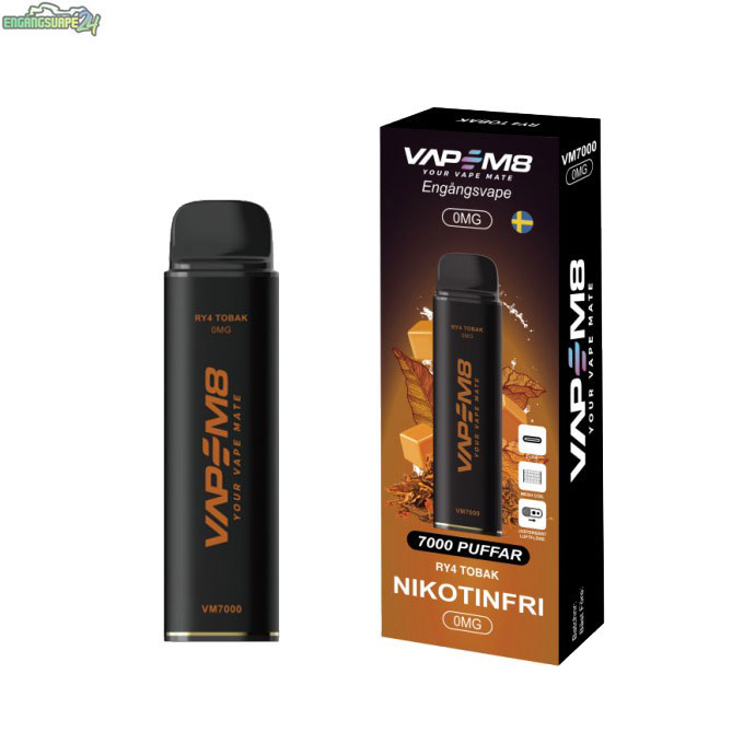 VapeM8-VM7000-engangs-vape-nikotinfri-RY4-Tobak VapeM8-VM7000-engangs-vape-nikotinfri-RY4-Tobak