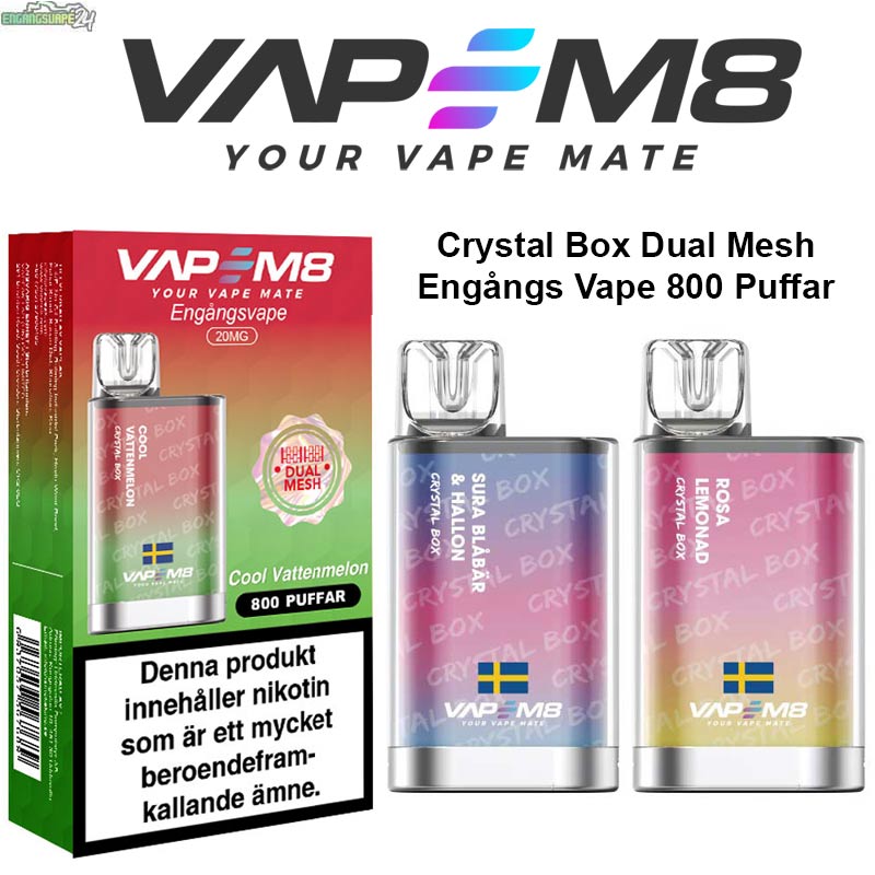 VapeM8-Crystal-Box-Dual-Mesh-engangs-vape-sverige