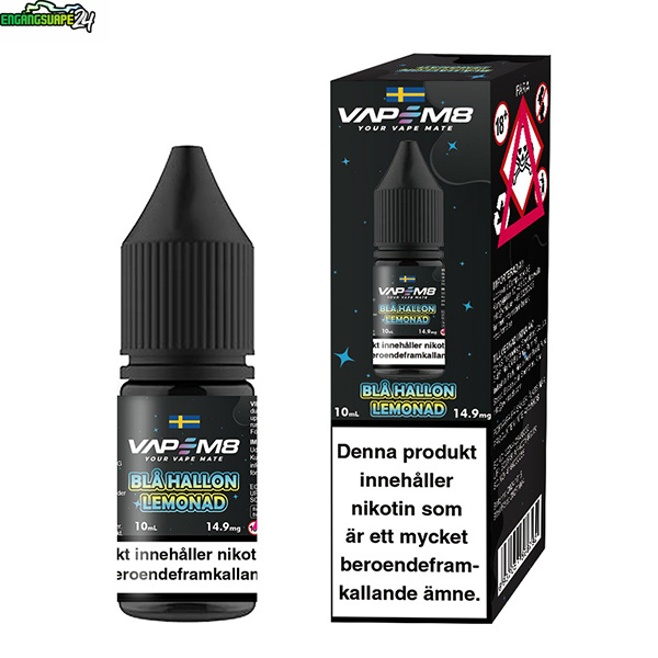 VapeM8-10ml-E-juice-14mg-bla-hallon-lemonad VapeM8 E-juice 10ml Blå Hallon Lemonad 14.9mg (Nic-Salt)