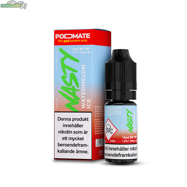 Nasty-Podmate-Salt-ejuice-Watermelon-Ice-10-ml-14-mg-Nikotinsalt Med smak av vattenmleon och cooling