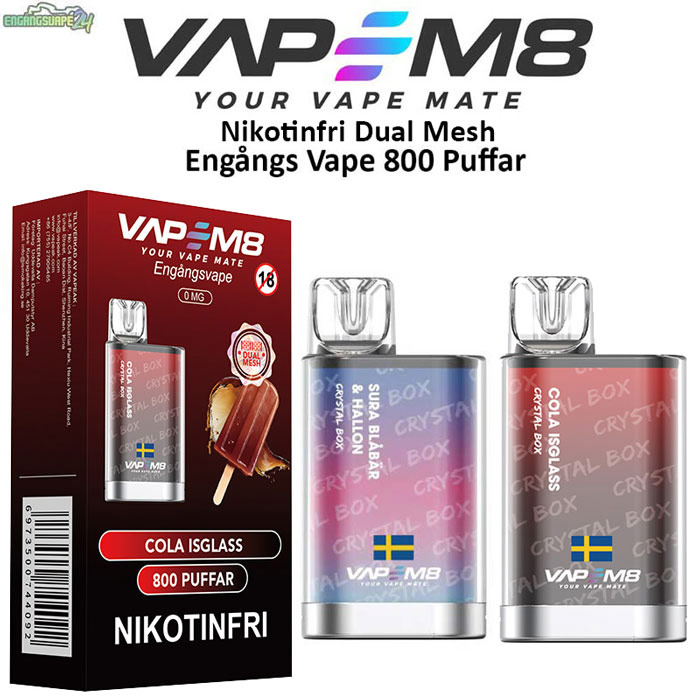 VapeM8-Crystal-Box-Nikotinfri-Dual-Mesh-engangs-vape