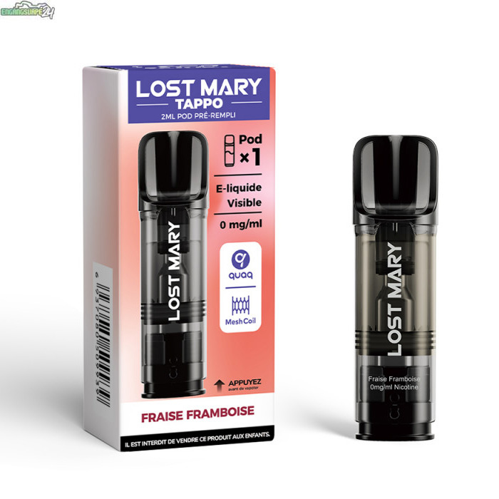 Lost-Mary-Tappo-Pod-0mg-2ml---Strawberry-Raspberry Lost Mary Tappo Air Smakpod 0mg (Nikotinfri) - Strawberry Raspberry