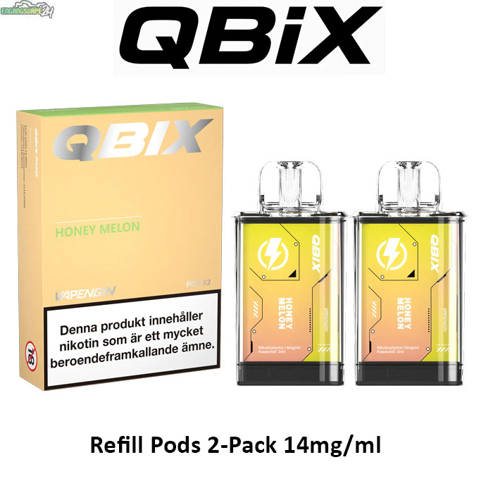 QBIX-Refill-pod-2-pack-14mg-Honey-melon QBIX Smakpod 14mg Honey Melon 600 Puffar (2-Pack)