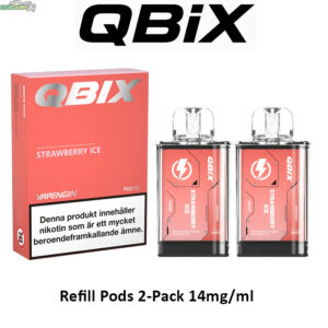 QBIX Smakpod 14mg Strawberry Ice 600 Puffar (2-Pack)